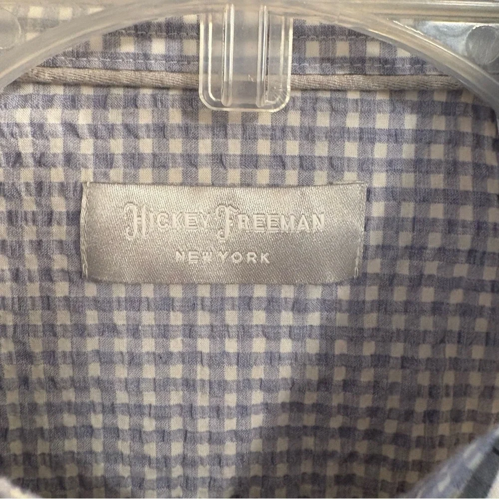 Hickey Freeman Multi-Color Plaid Shirt Button Up Long Sleeve Mens L Large Cotton